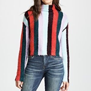BLANK DENIM Multi Stripe Mock Neck Sweater, size M